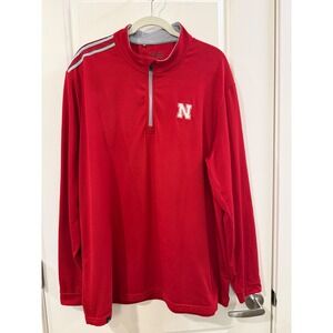 Adidas Nebraska Cornhuskers Mens XL Red Quarter Zip Pullover Performance Shirt